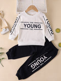 Kids “THE YOUNG” Print Sweatshirt & Jogger Ser