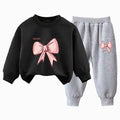 Girl Graphic Bow Sweatshirt & Jogger Set